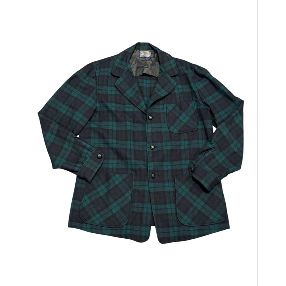 Vintage 50s Pendleton Men’s Green/Navy Plaid Sports Blazer Shacket Sz Medium​ - Picture 7 of 7